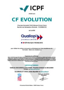 Certificat Qualiopi délivré par ICPF