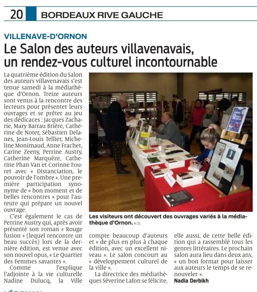 article avec photo salon des auteurs villenavais du 3 février 2024